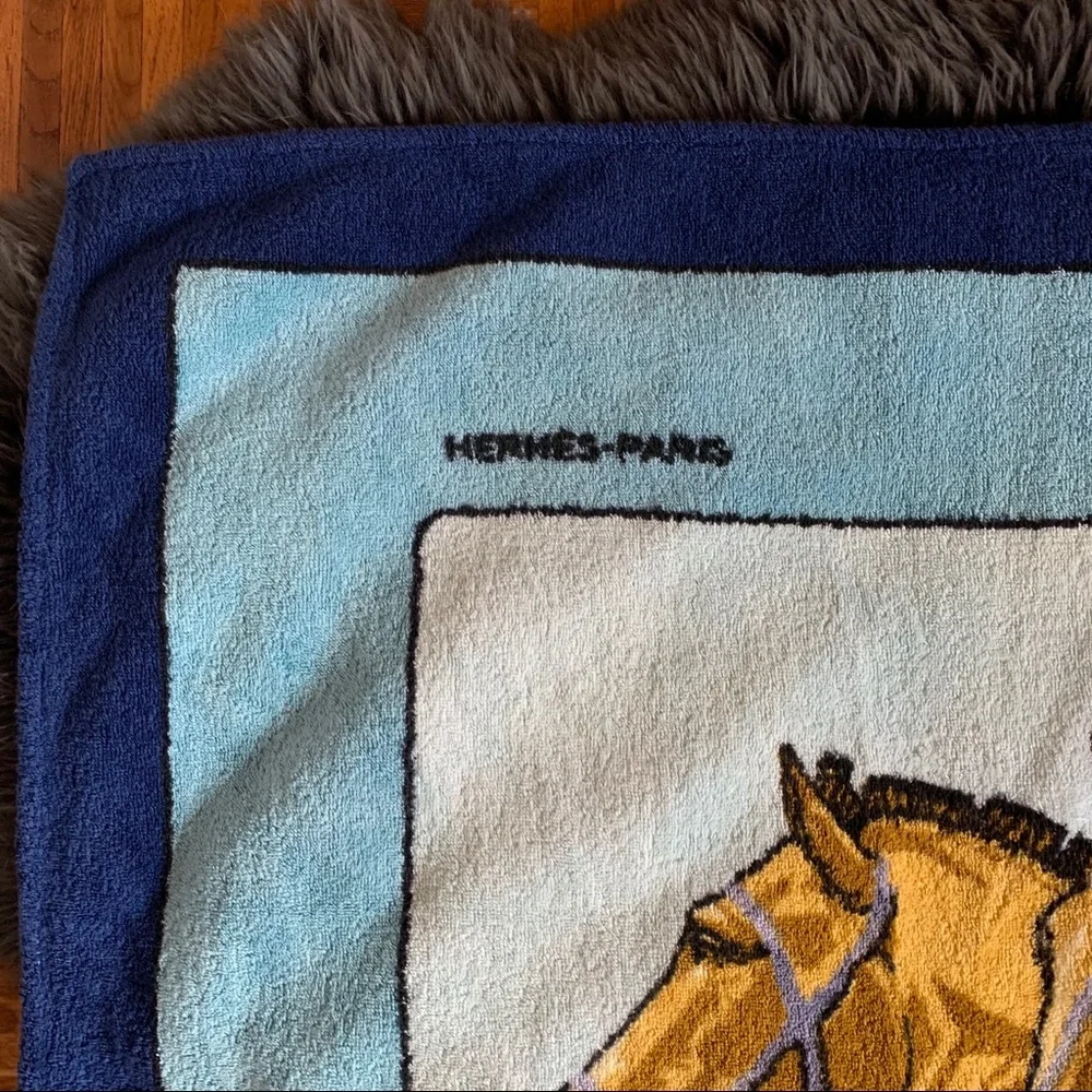 Vintage Hermès Large Towel Equestrian/Horses Motif